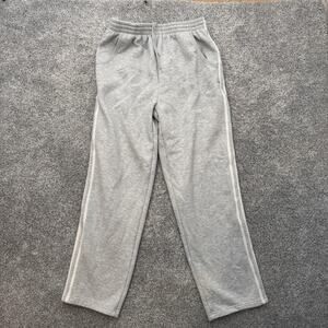 Adidas Pants Mens Large Gray Three Stripes Athletic Track Joggers Fleece Logo